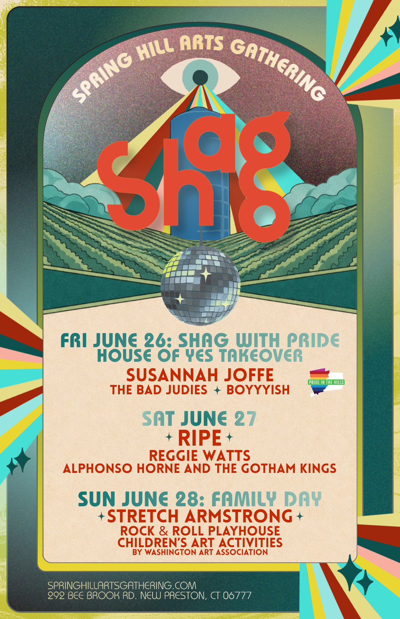 SHAG 2026 Lineup - Pride in the Hills, Susannah Joffe, RIPE, Stretch Armstrong, June 26-28
